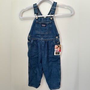Oshkosh B’gosh Vintage Bubble Denim Overalls 3T Vestback Pre-2003 Pink Logo